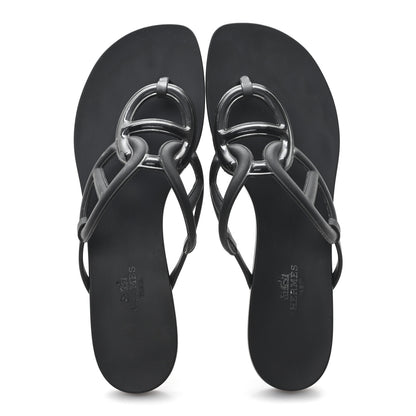 Hermes Rubber Womens Egerie Sandals 40 Black 2 of 10