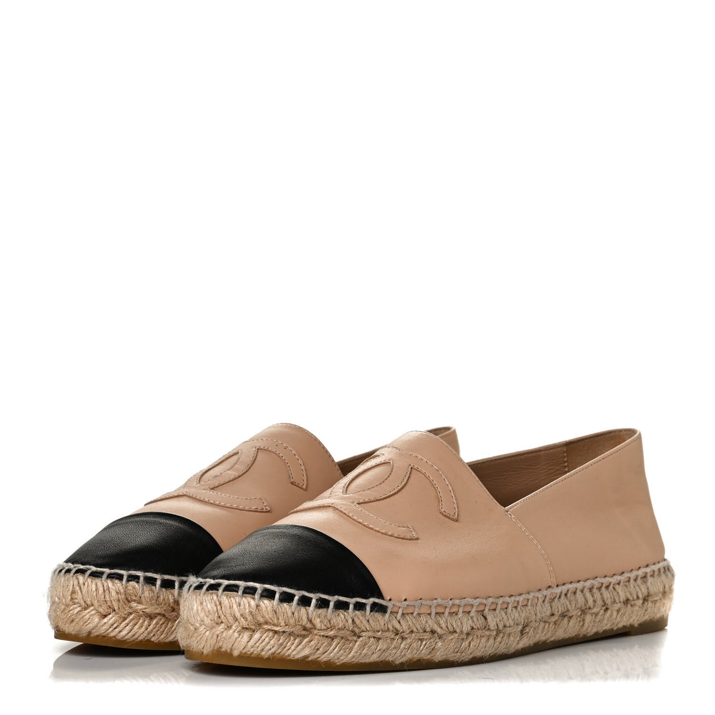 Lambskin CC Espadrilles 38 Beige Black