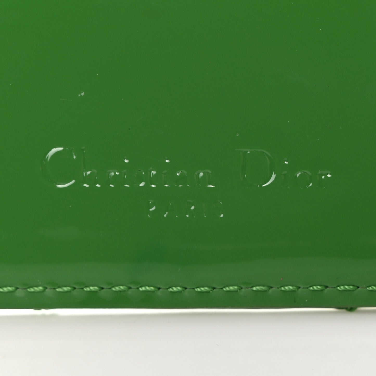 Patent Cannage Lady Dior Card Holder Green