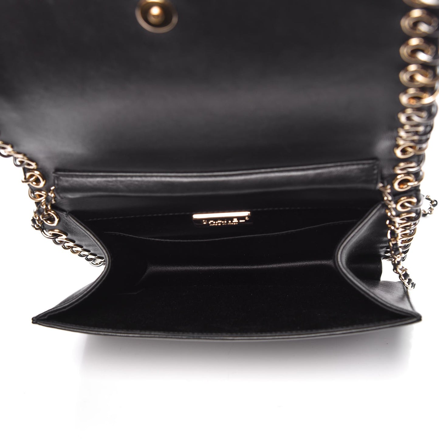 Lambskin Square Quilted CC Flap Black