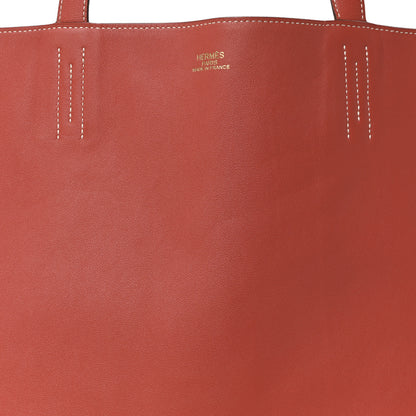 Hermes Taurillon Clemence Swift Double Sens 45 Reversible Tote Sanguine Rouge Pivoine 7 of 15