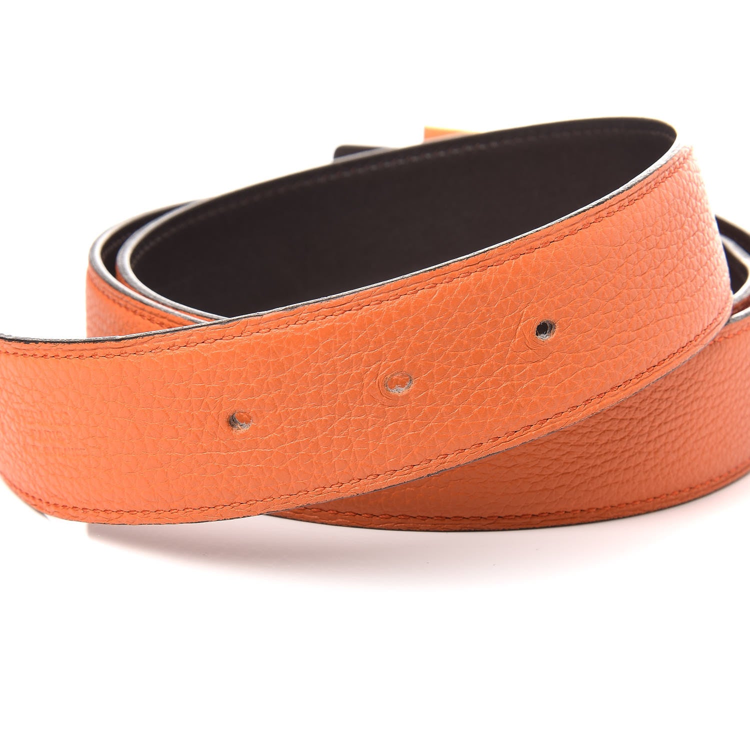 Hermes Togo Box 32mm H Belt 95 Orange Chocolate 5 of 7