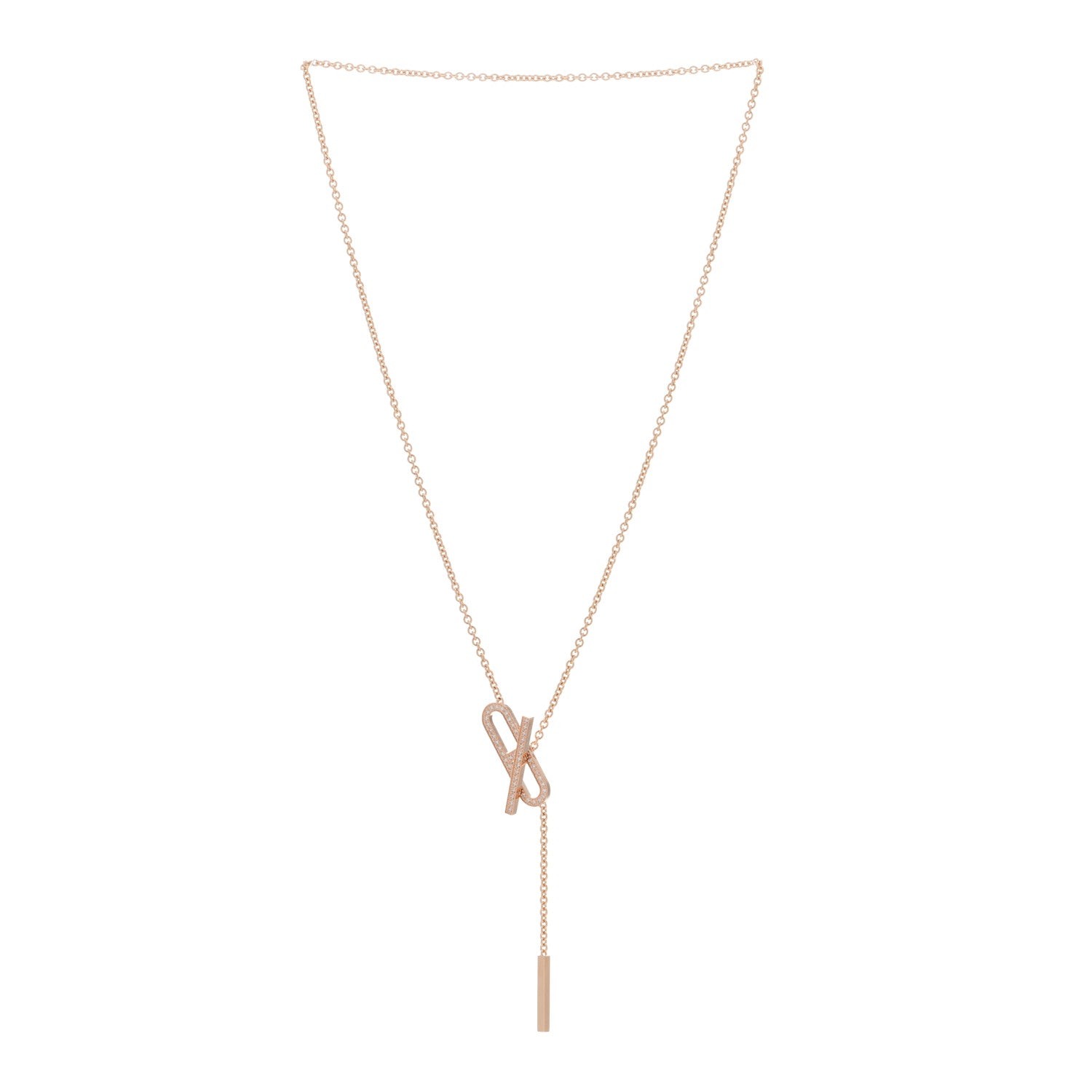 Hermes 18K Rose Gold Diamond PM Ever Chaine D'Ancre Necklace ST 2 of 5