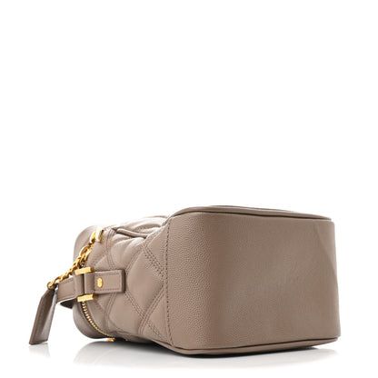 Saint Laurent Grain de Poudre Quilted 80's Vanity Bag Dark Beige 4 of 10