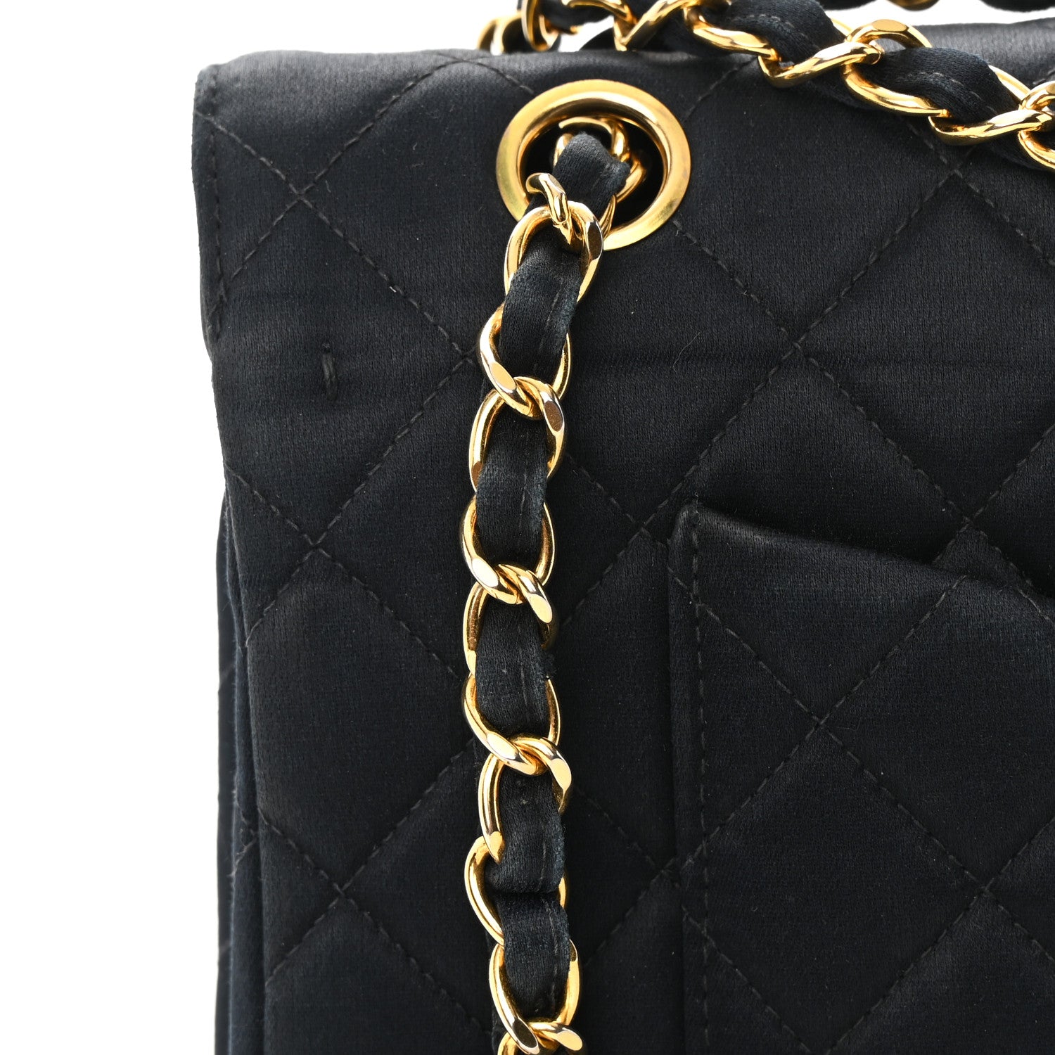Chanel Satin Quilted Medium Double Flap Black 17 of 18