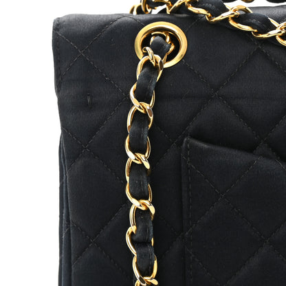Chanel Satin Quilted Medium Double Flap Black 17 of 18
