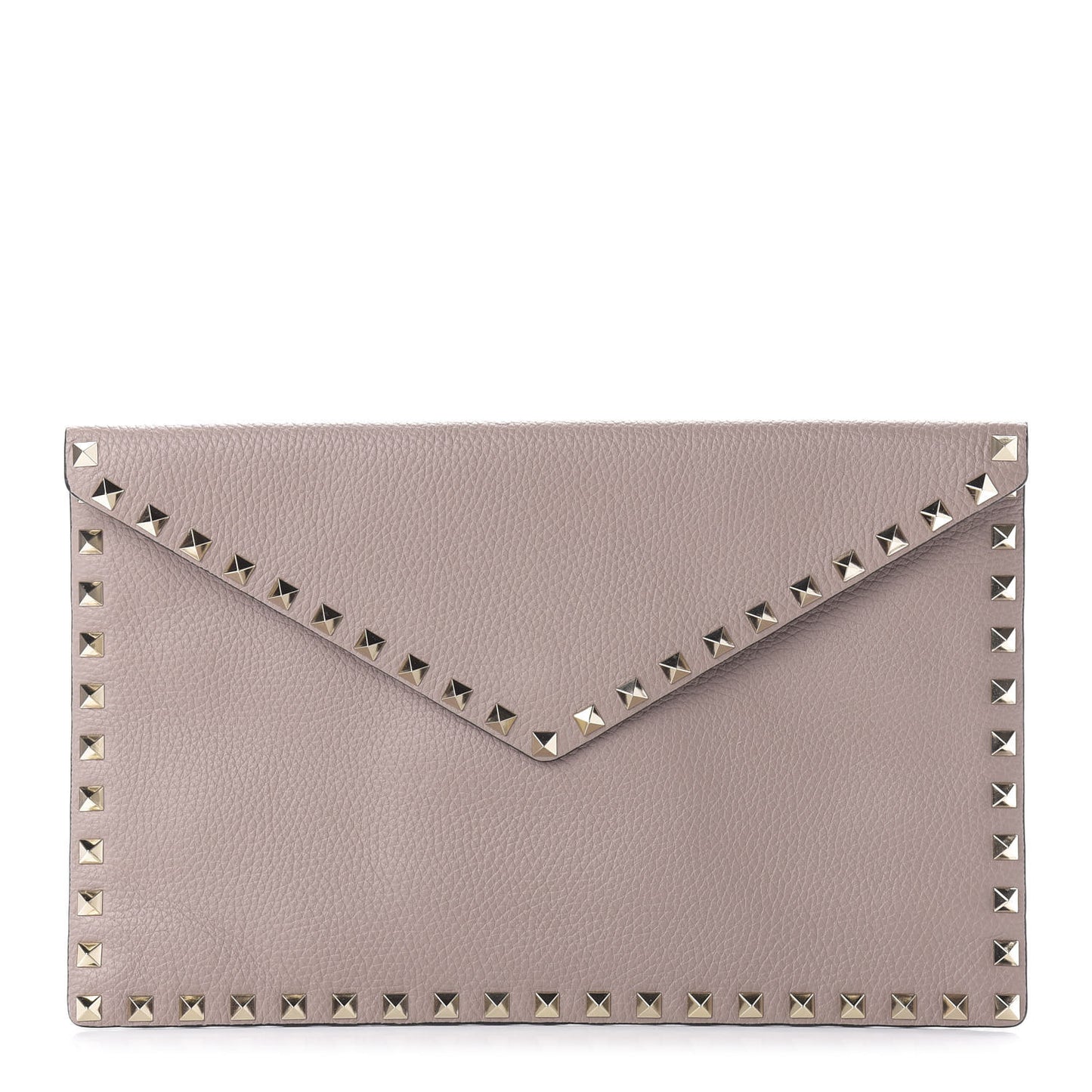 Pebbled Calfskin Rockstud Envelope Clutch Poudre