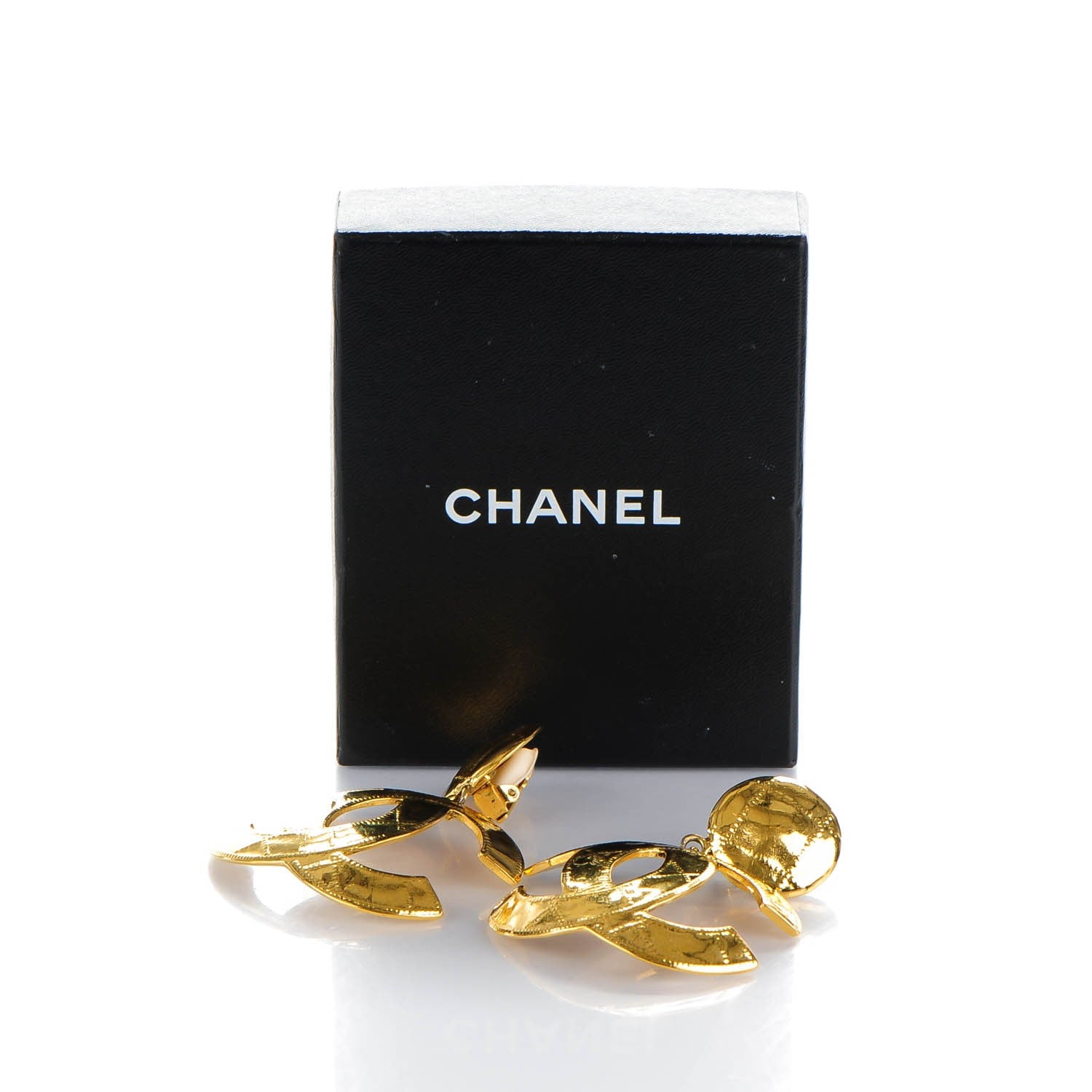 Chanel CC Large Drop Clip On Earrings Gold 5 of 5