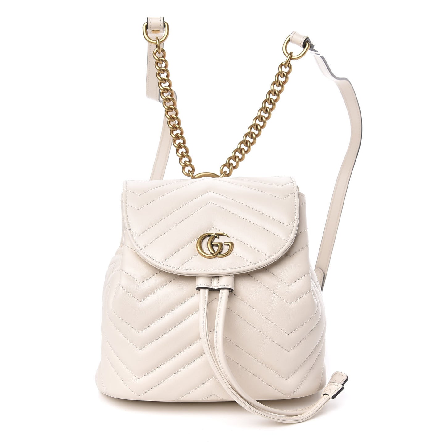Calfskin Matelasse GG Marmont Flap Backpack White