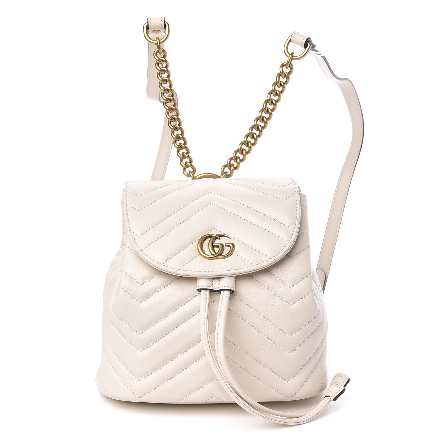 Gucci Calfskin Matelasse GG Marmont Flap Backpack White 1 of 9