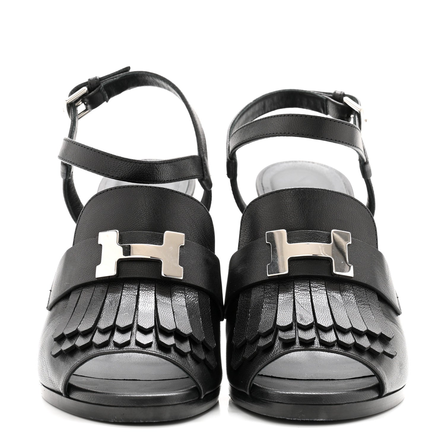 Hermes Goatskin Alesia Sandals 37.5 Black 2 of 11