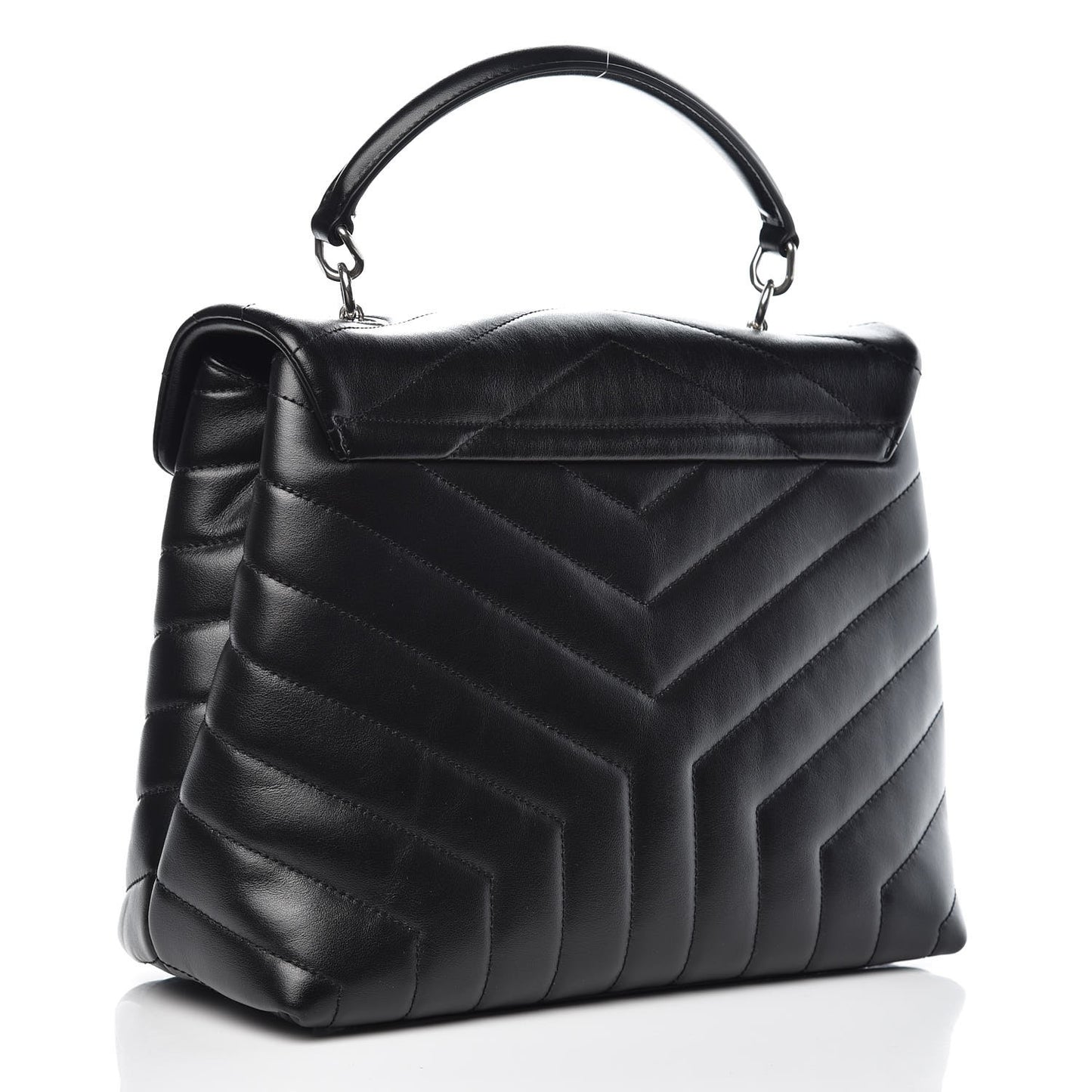 Calfskin Y Quilted Monogram Medium Loulou Satchel Black