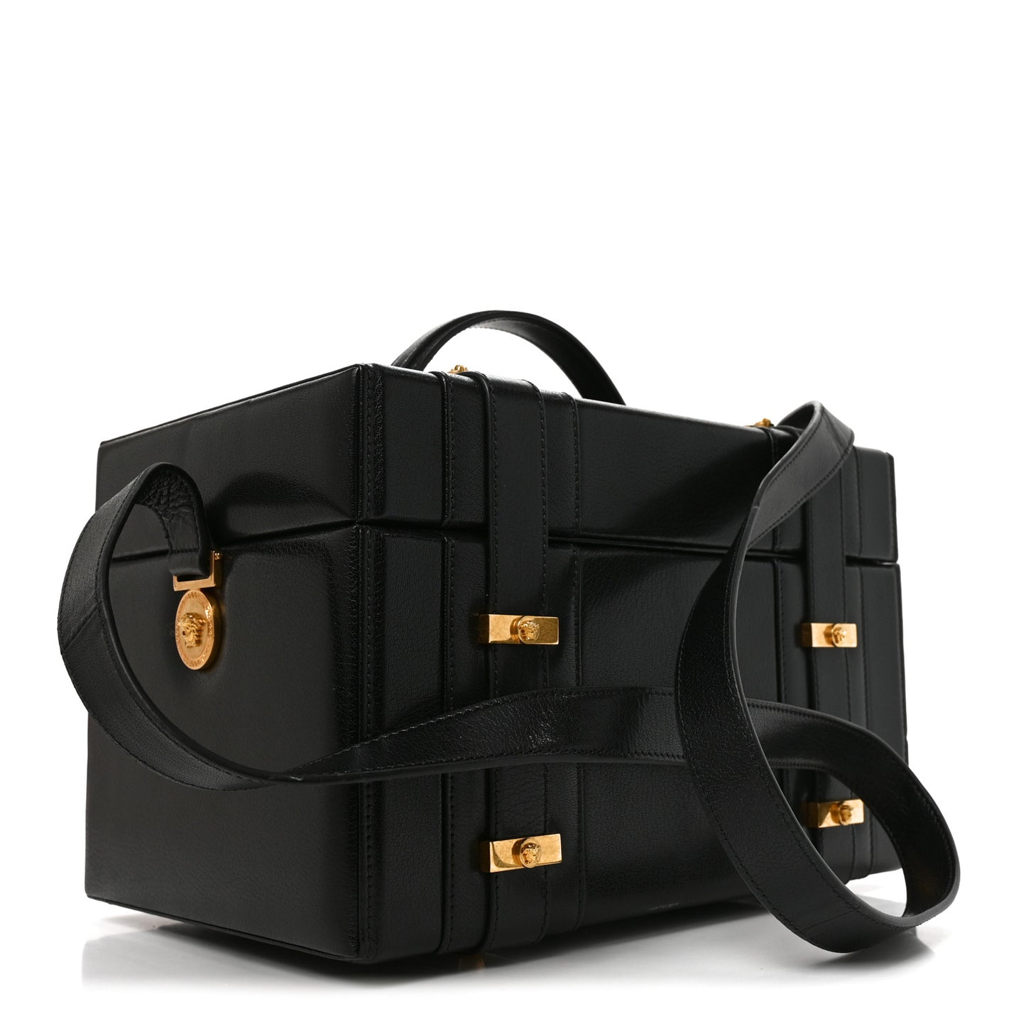 Calfskin Medusa Vanity Train Case Black