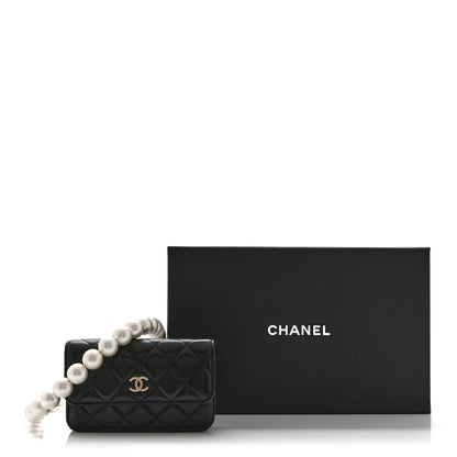 Chanel Calfskin Quilted Maxi Pearls Clutch With Chain Black 12 of 12