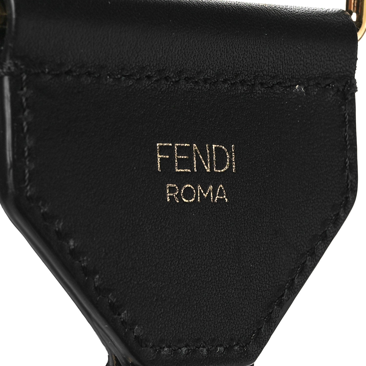 Fendi Ribbon Vitello Seta FF 1974 Adjustable Strap You Fango Marrone Black 4 of 5