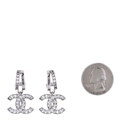 Chanel Crystal CC Drop Earrings Silver 2 of 5