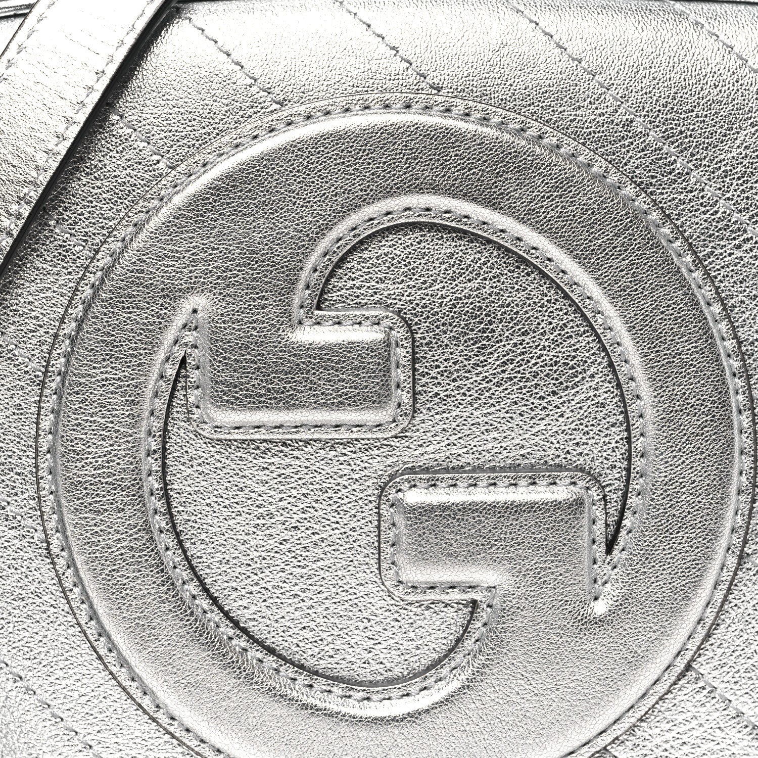 Gucci Metallic Sakai Be Green Calfskin Diagonal Stitched Small Blondie Shoulder Bag Silver 8 of 11