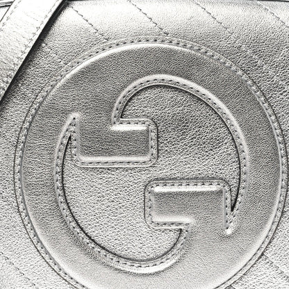 Gucci Metallic Sakai Be Green Calfskin Diagonal Stitched Small Blondie Shoulder Bag Silver 8 of 11