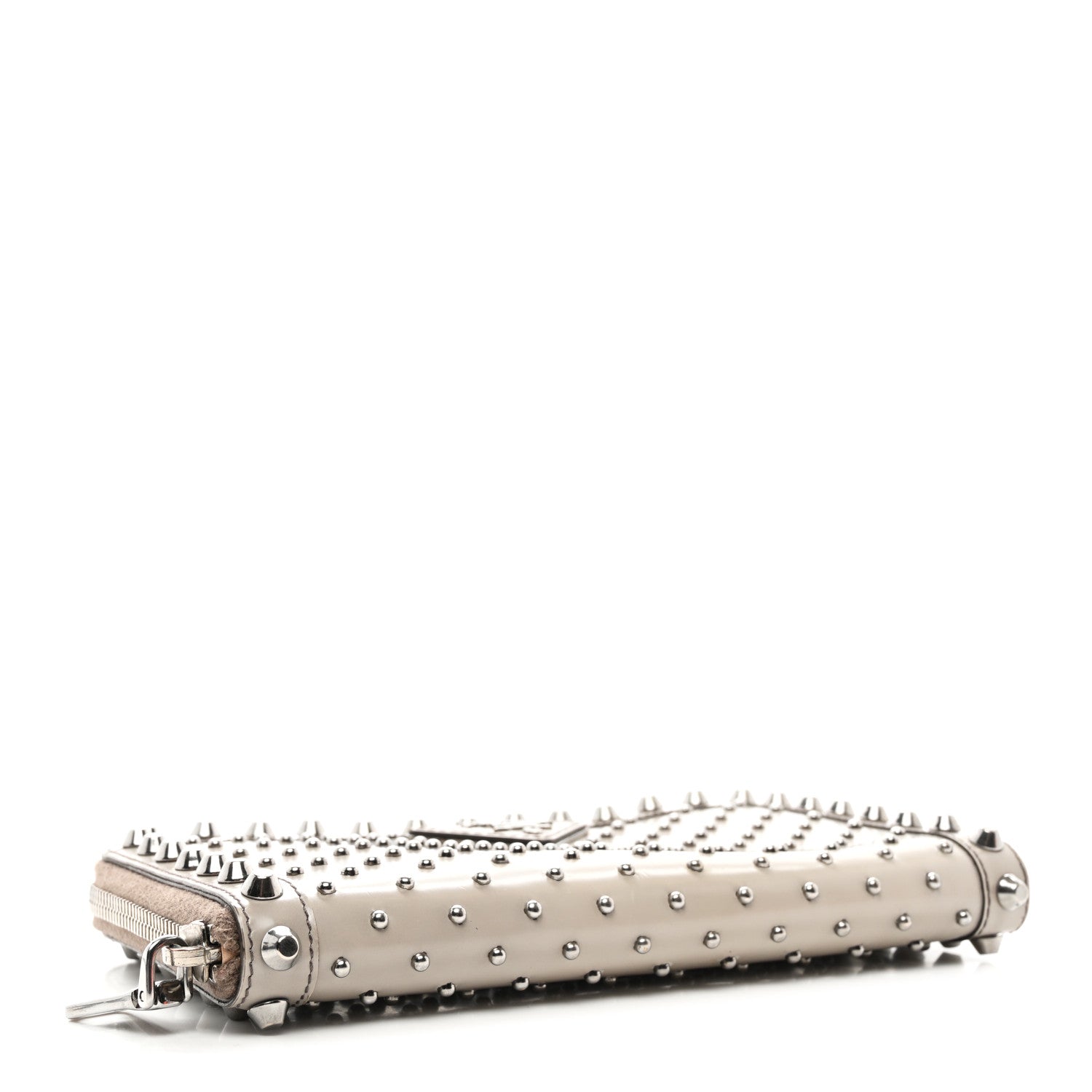 Prada Spazzolato Studded Zip Around Wallet Quarzo 4 of 9