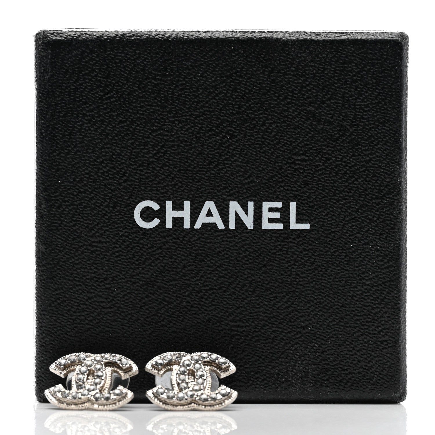 Chanel Crystal Mini Timeless CC Earrings Silver 5 of 5