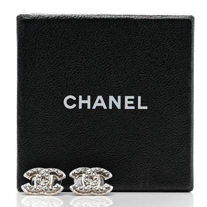 Chanel Crystal Mini Timeless CC Earrings Silver 5 of 5