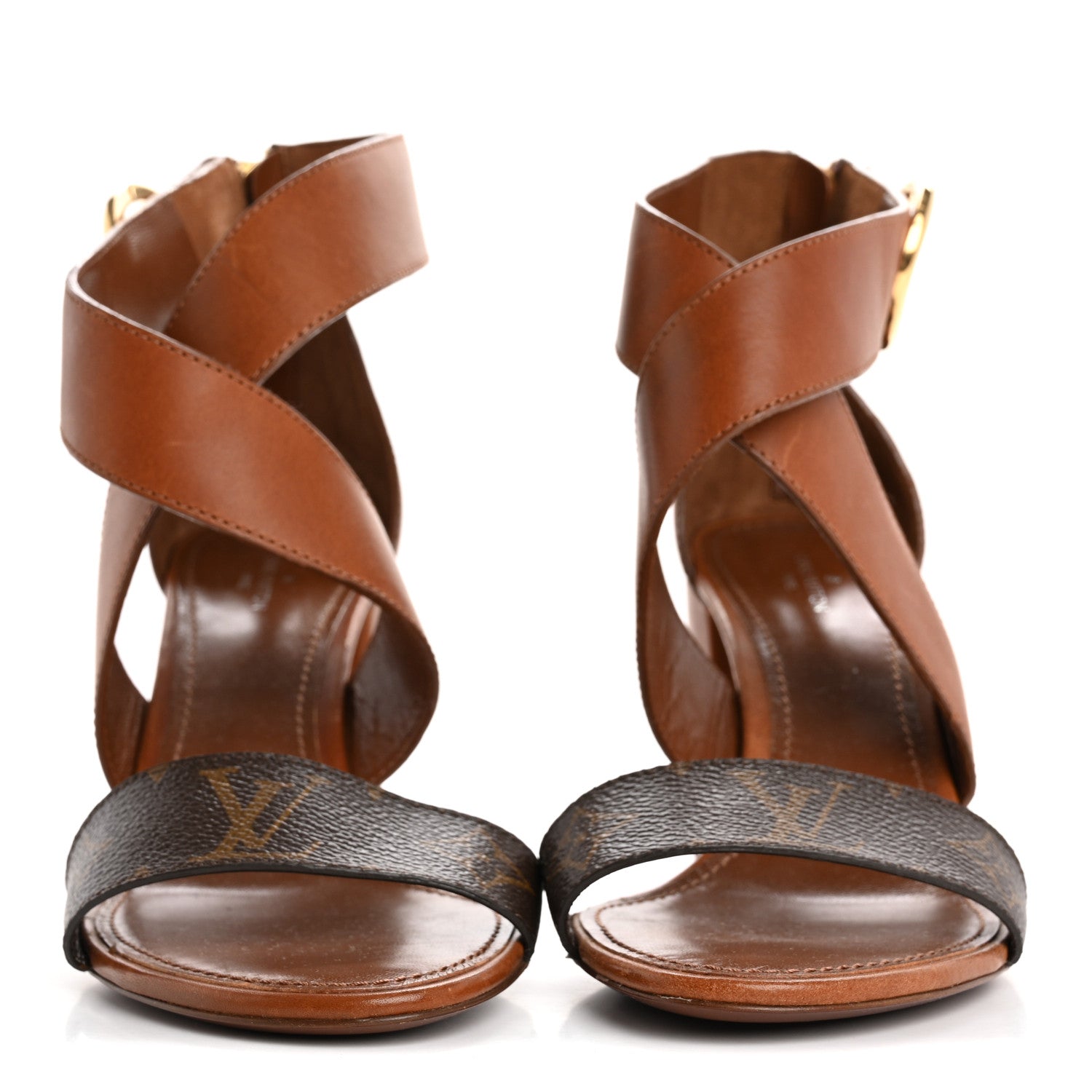 Louis Vuitton Calfskin Monogram Horizon Sandals 37.5 Cognac Brown 3 of 15