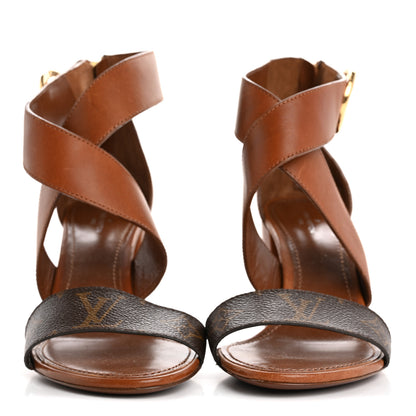 Louis Vuitton Calfskin Monogram Horizon Sandals 37.5 Cognac Brown 3 of 15