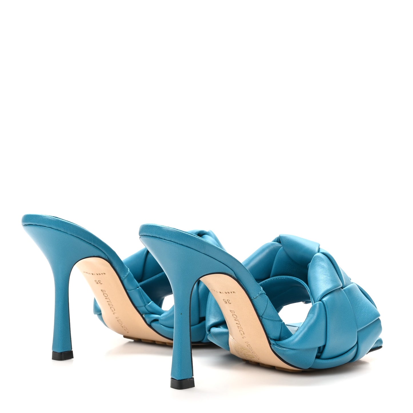 Nappa Maxi Intrecciato Lido 90mm Mule Sandals 35 Vintage Blue