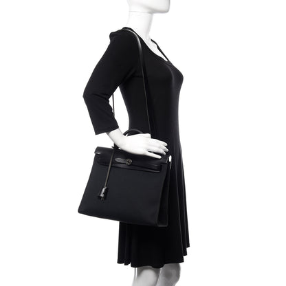 Hermes Military Toile Vache Hunter Herbag Zip PM 31 Black 2 of 13