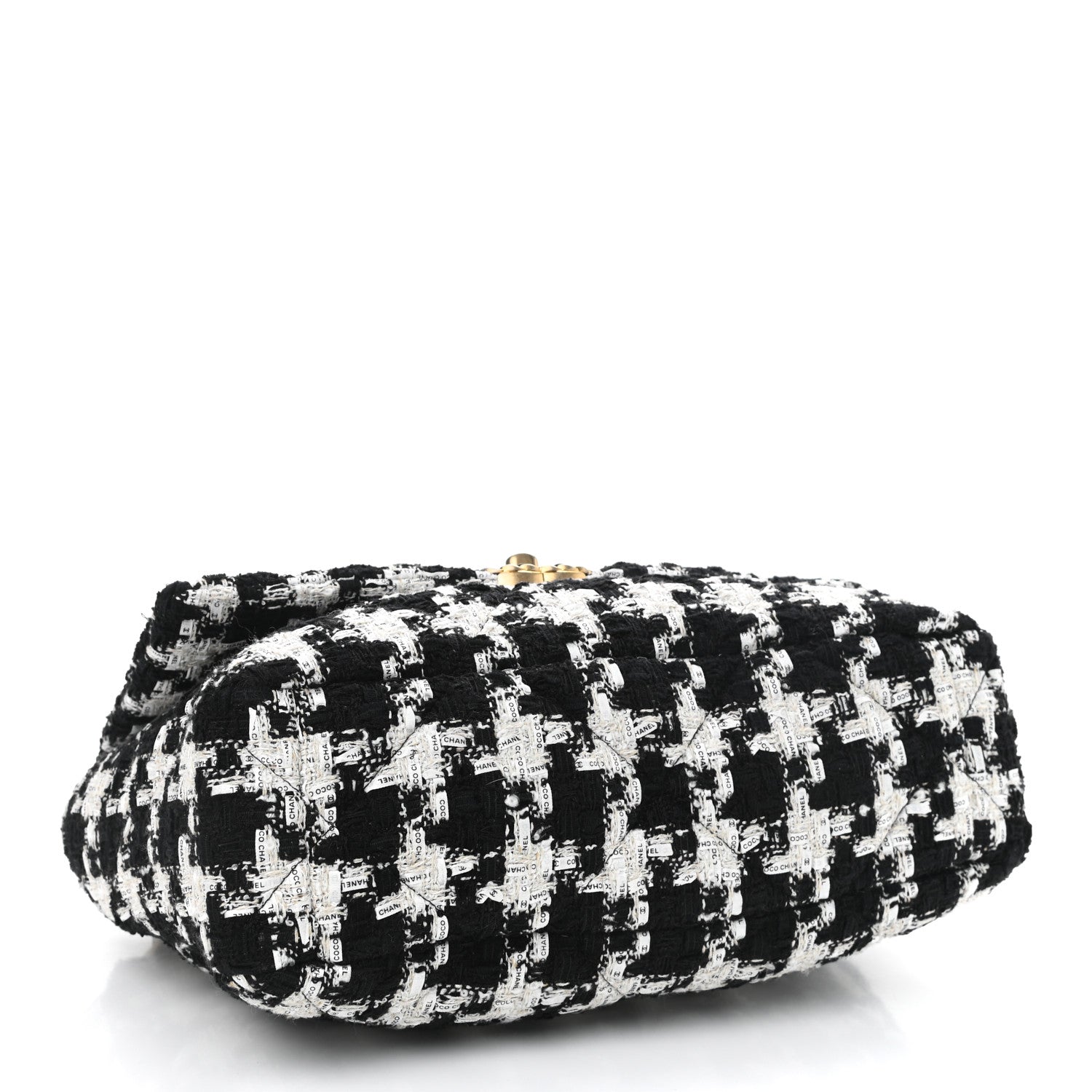 Chanel Tweed Quilted Large Chanel 19 Flap Black Ecru White 3 of 10