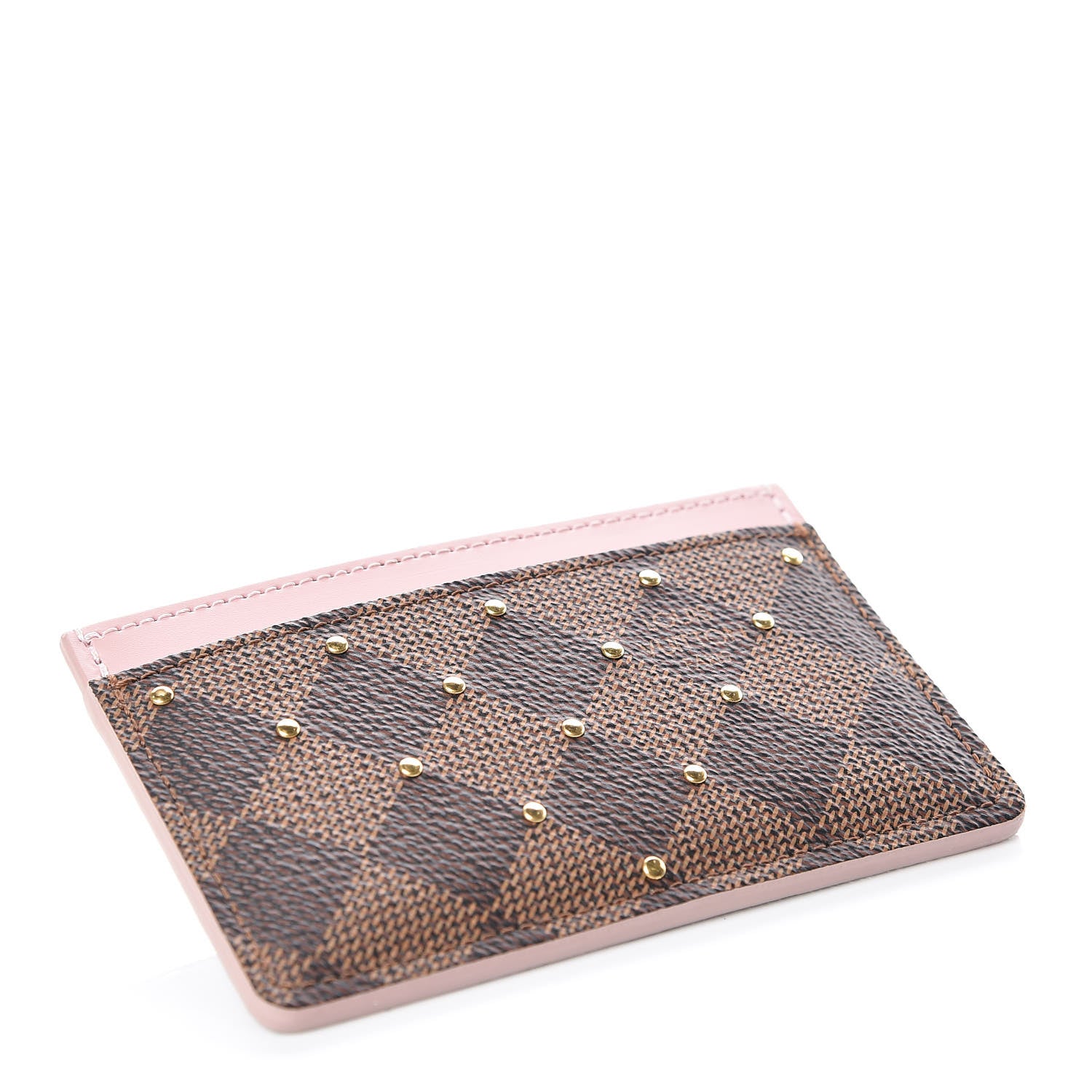 Louis Vuitton Damier Ebene Studded Card Holder Rose Ballerine 4 of 7