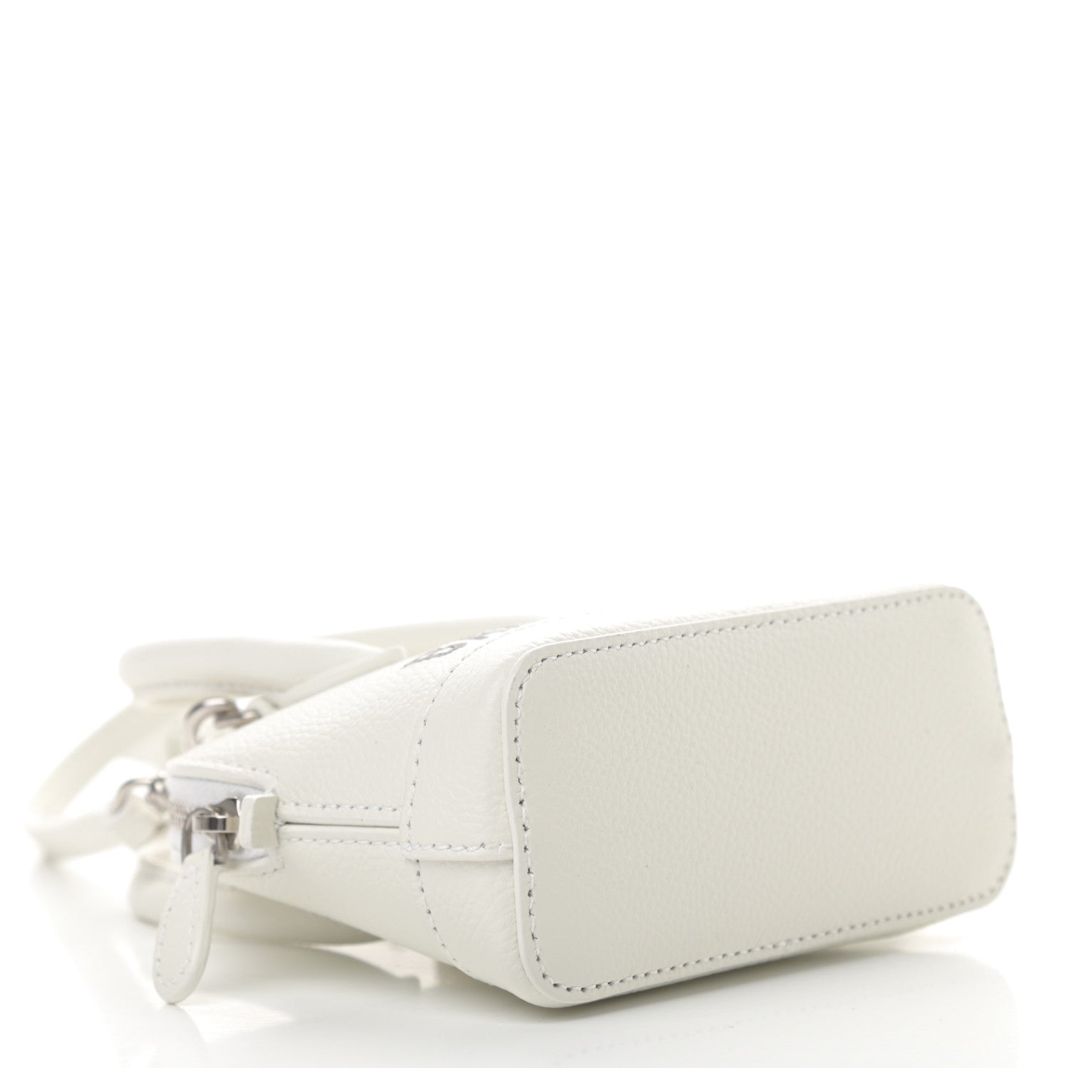 Balenciaga Grained Calfskin Logo Mini Ville Top Handle Bag White Black 4 of 10