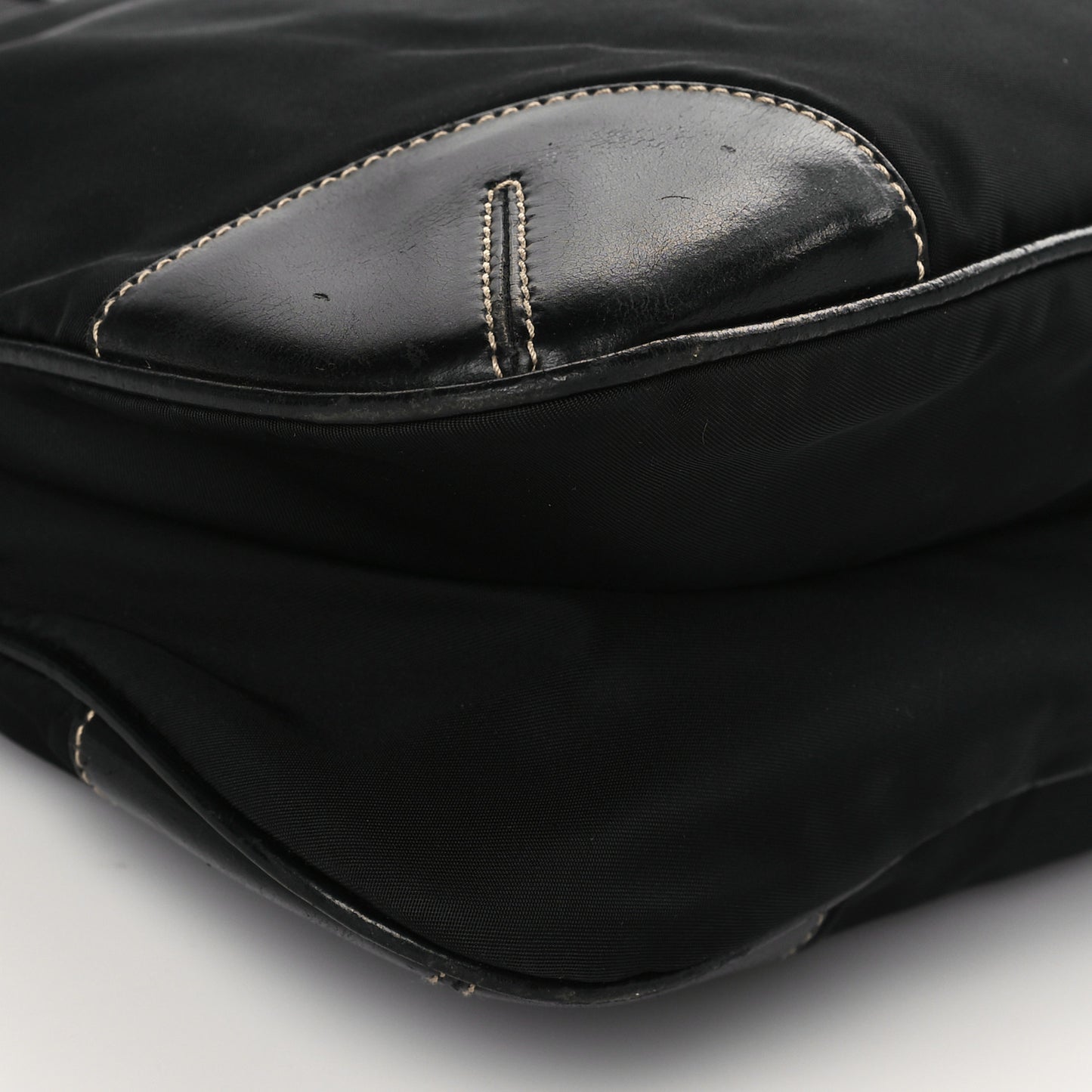 Tessuto Nylon Calfskin Flat Messenger Bag Black