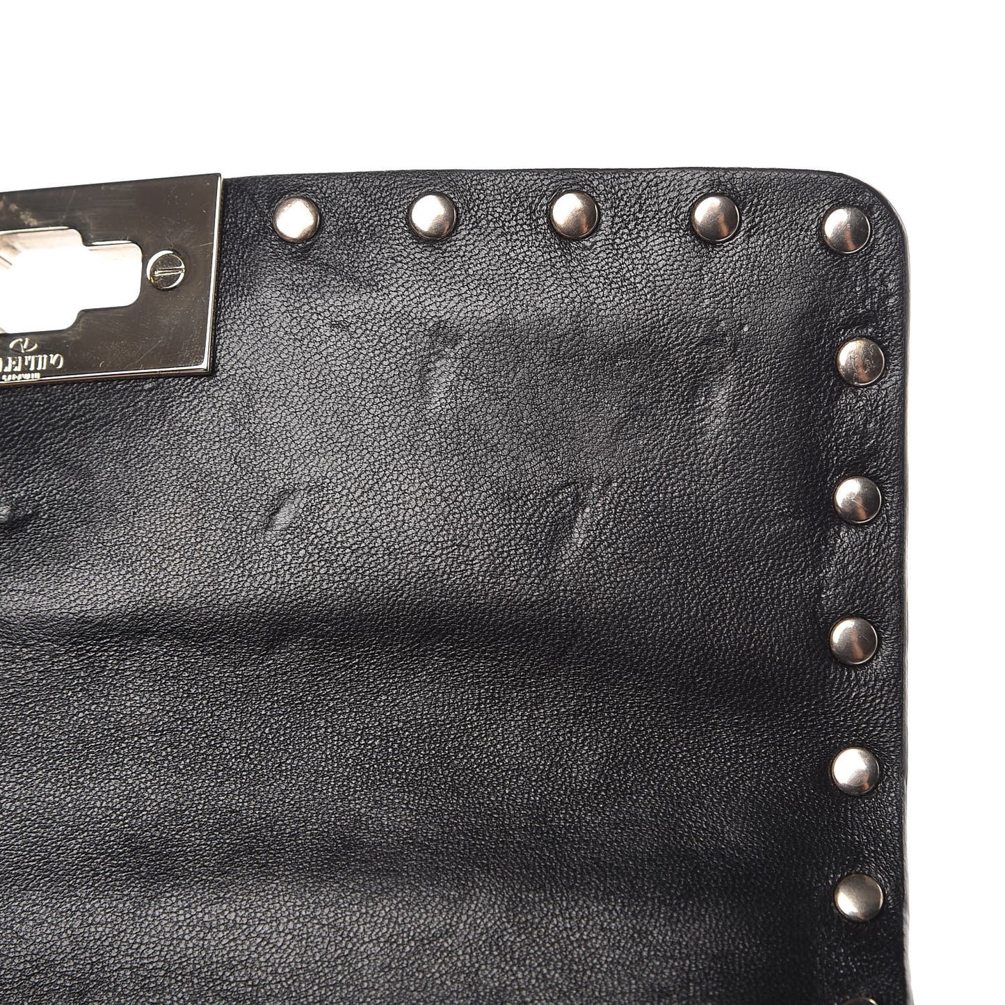 Metallic Wrinkled Lambskin Small Rockstud Spike Shoulder Bag Peacock