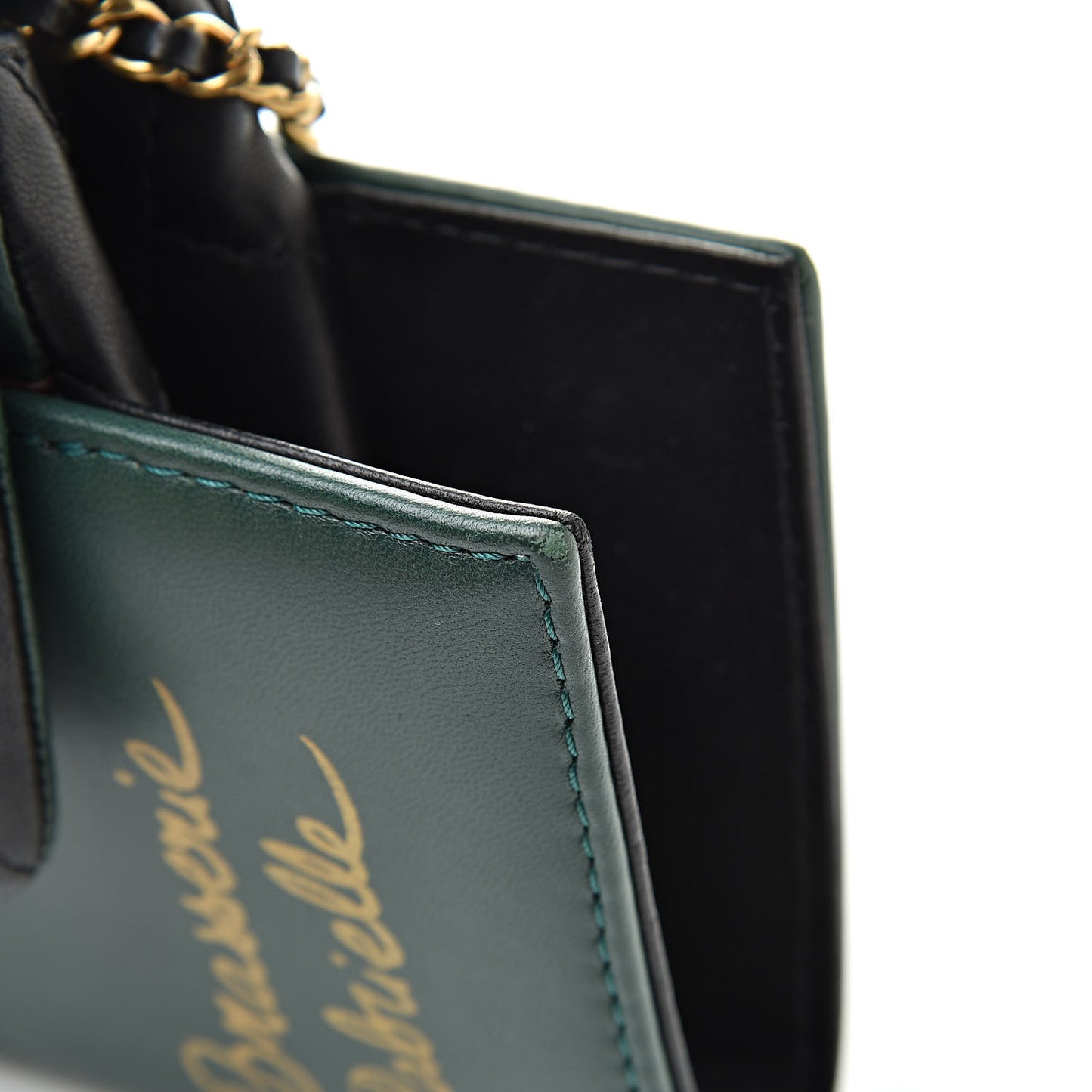 Calfskin Quilted Brasserie Gabrielle Menu CC Clutch Green
