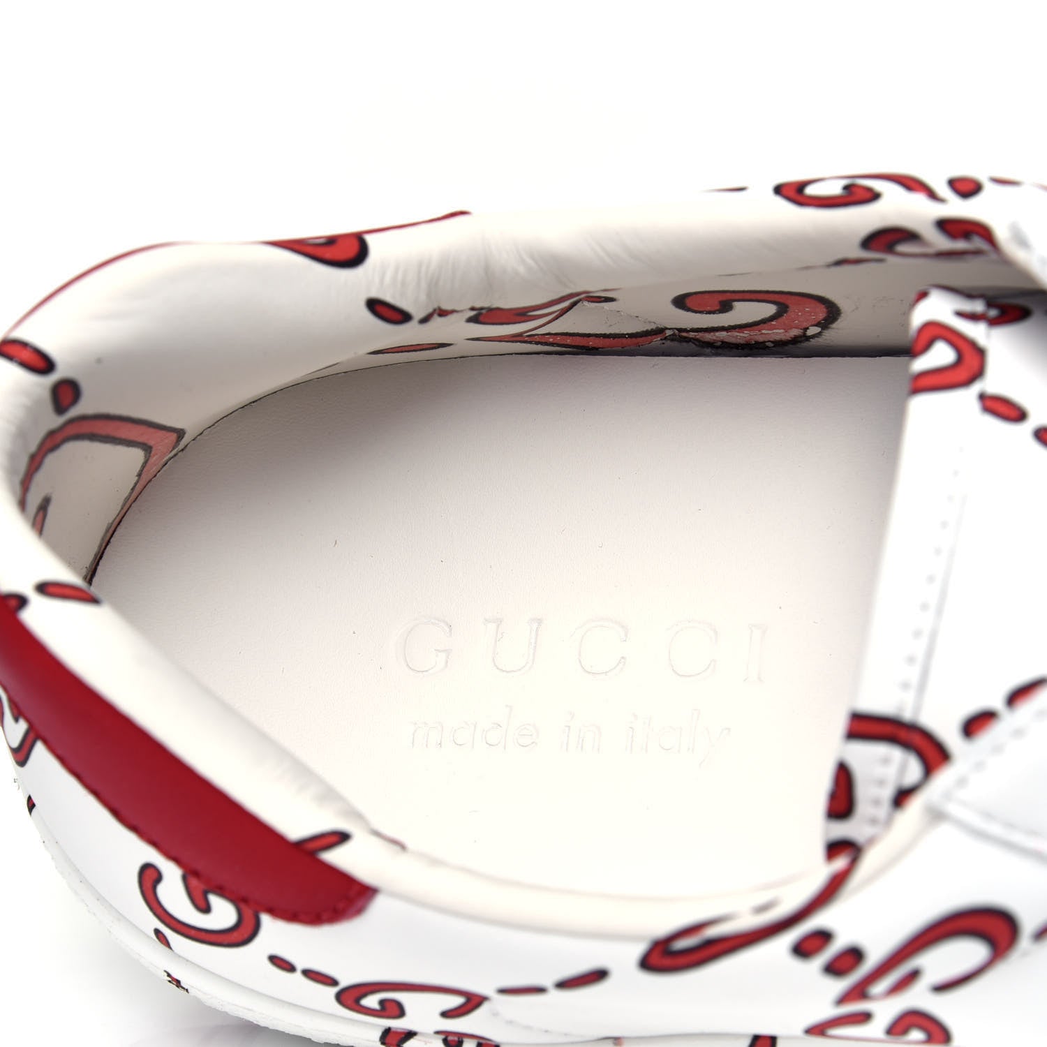 Gucci Calfskin GucciGhost Print Mens Ace Sneakers 8 White Hibiscus Red 11 of 11