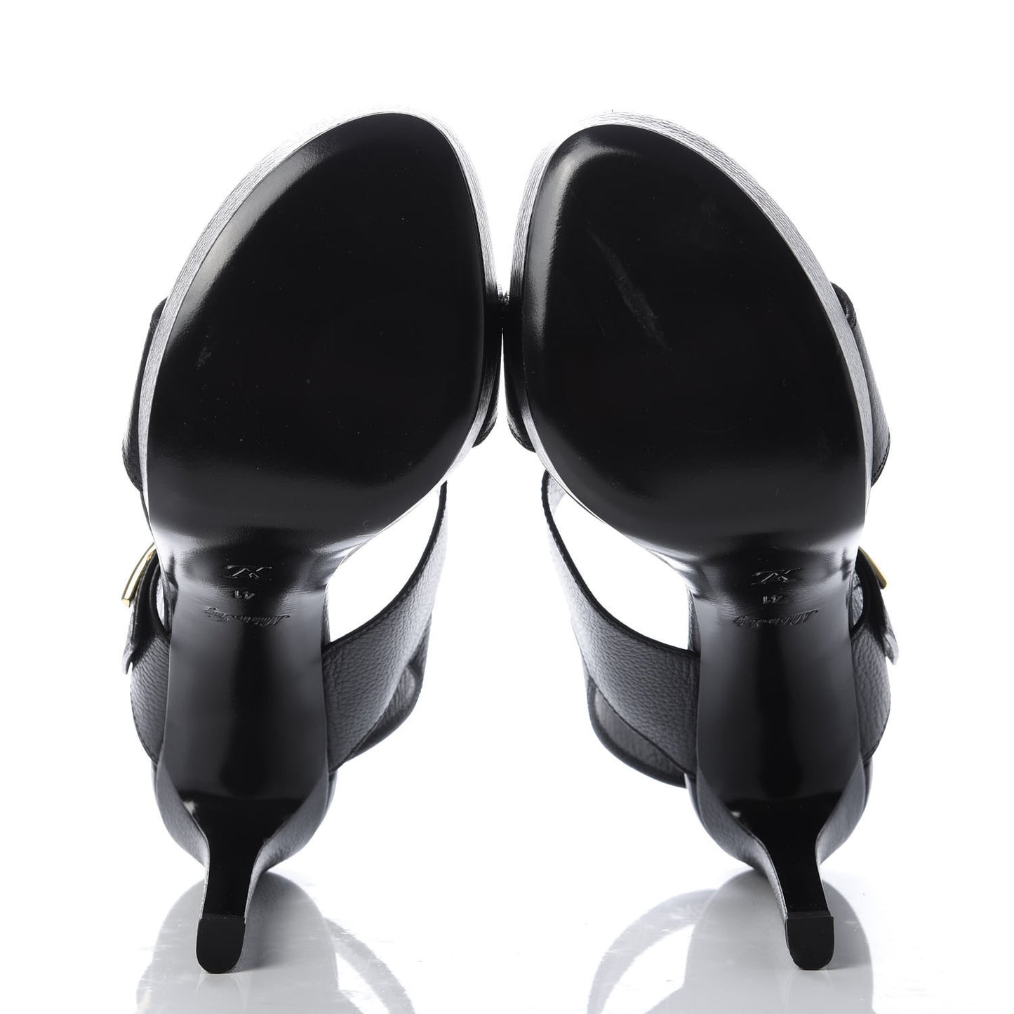 Grained Calfskin Horizon Platform Sandals 41 Black