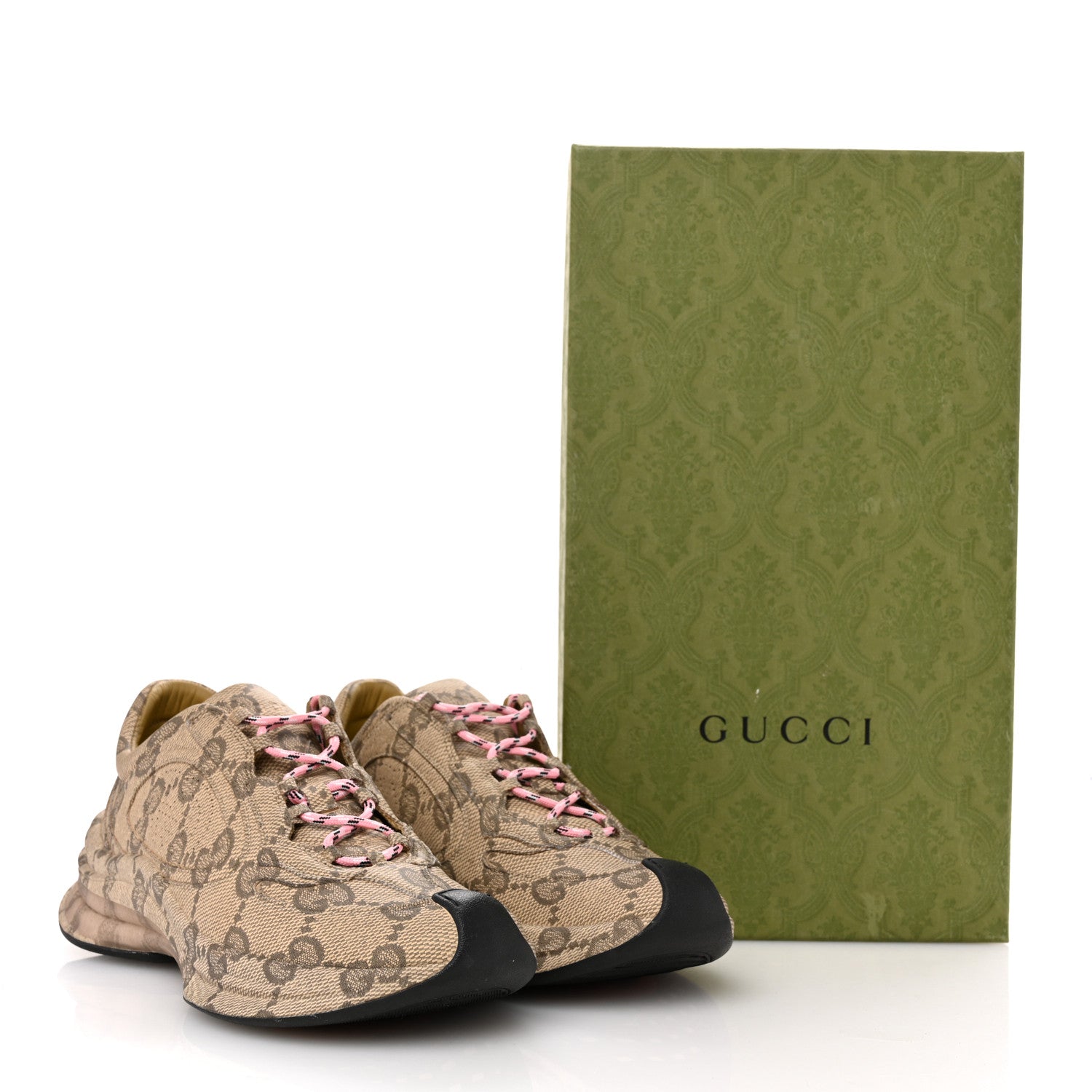 Gucci Ultralight Plume Calfskin Monogram Printed Womens Gucci Run Sneakers 39 Beige Ebony 10 of 10