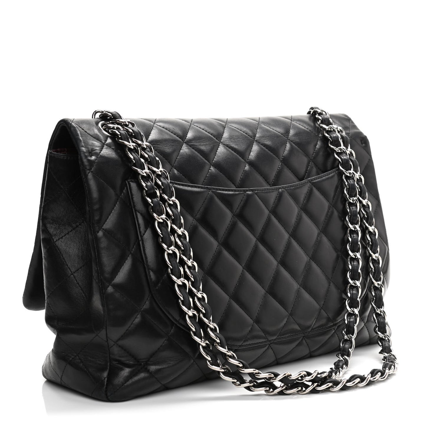 Lambskin Quilted Maxi Single Flap Black