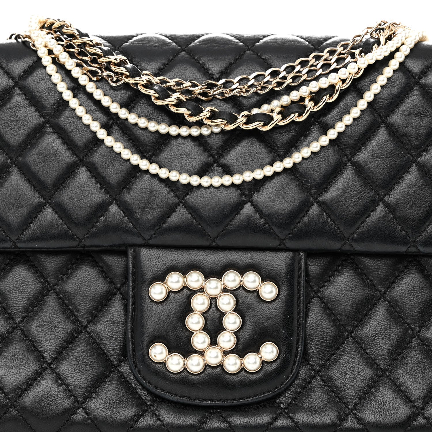 Chanel Lambskin Quilted Medium Westminster Pearl Flap Black 8 of 11