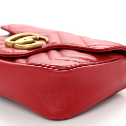 Gucci Calfskin Matelasse Super Mini GG Marmont Shoulder Bag Hibiscus Red 10 of 10