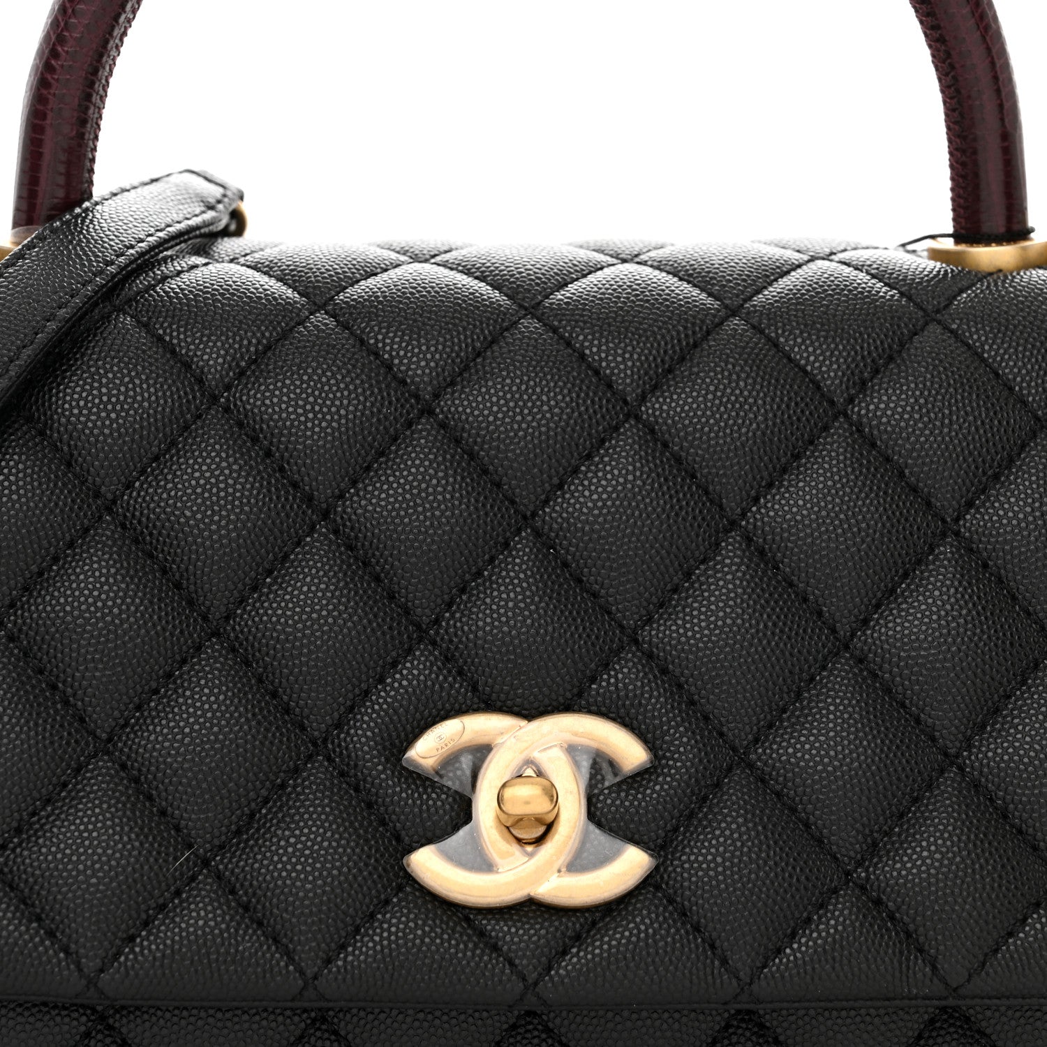 Chanel Caviar Lizard Embossed Quilted Small Coco Handle Flap Black 8 of 10