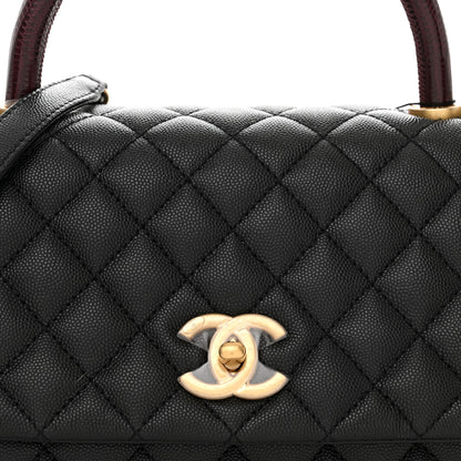 Chanel Caviar Lizard Embossed Quilted Small Coco Handle Flap Black 8 of 10