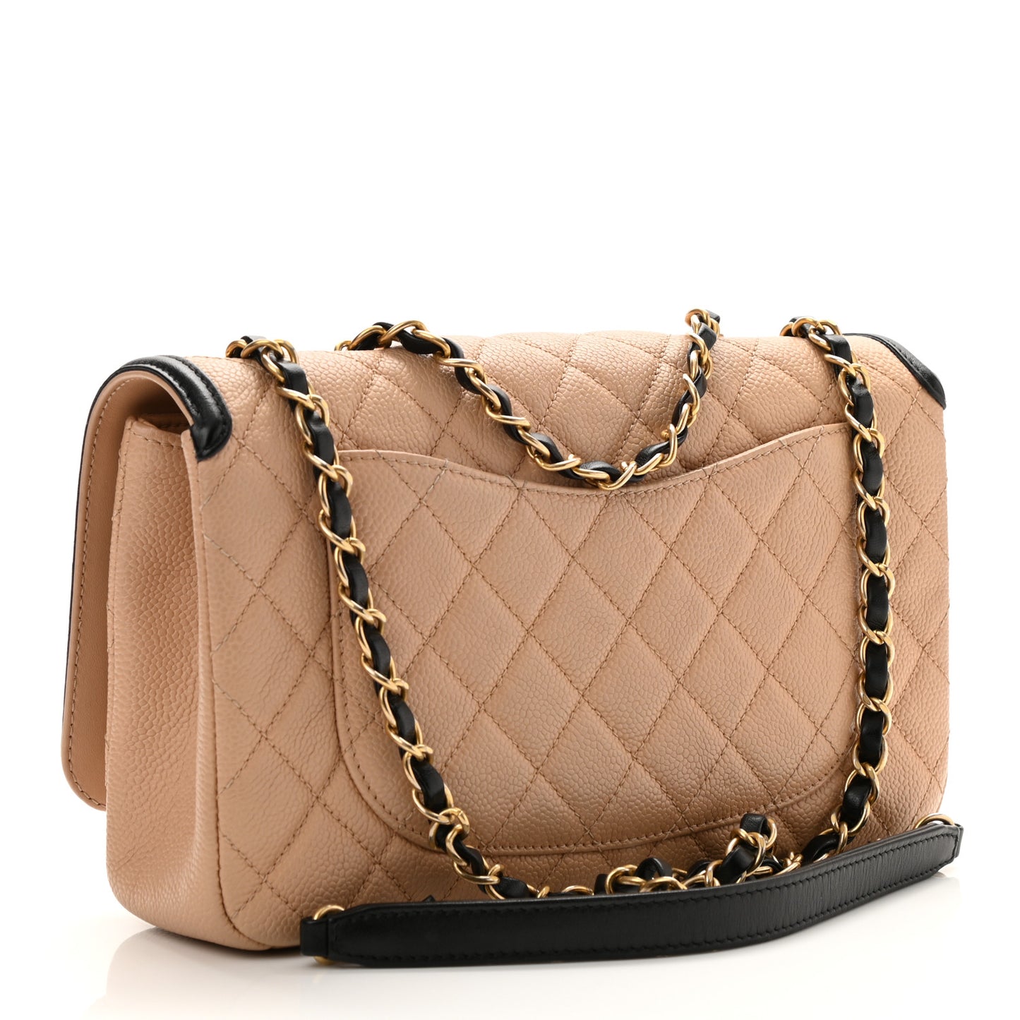 Caviar Quilted Medium CC Filigree Flap Beige Black