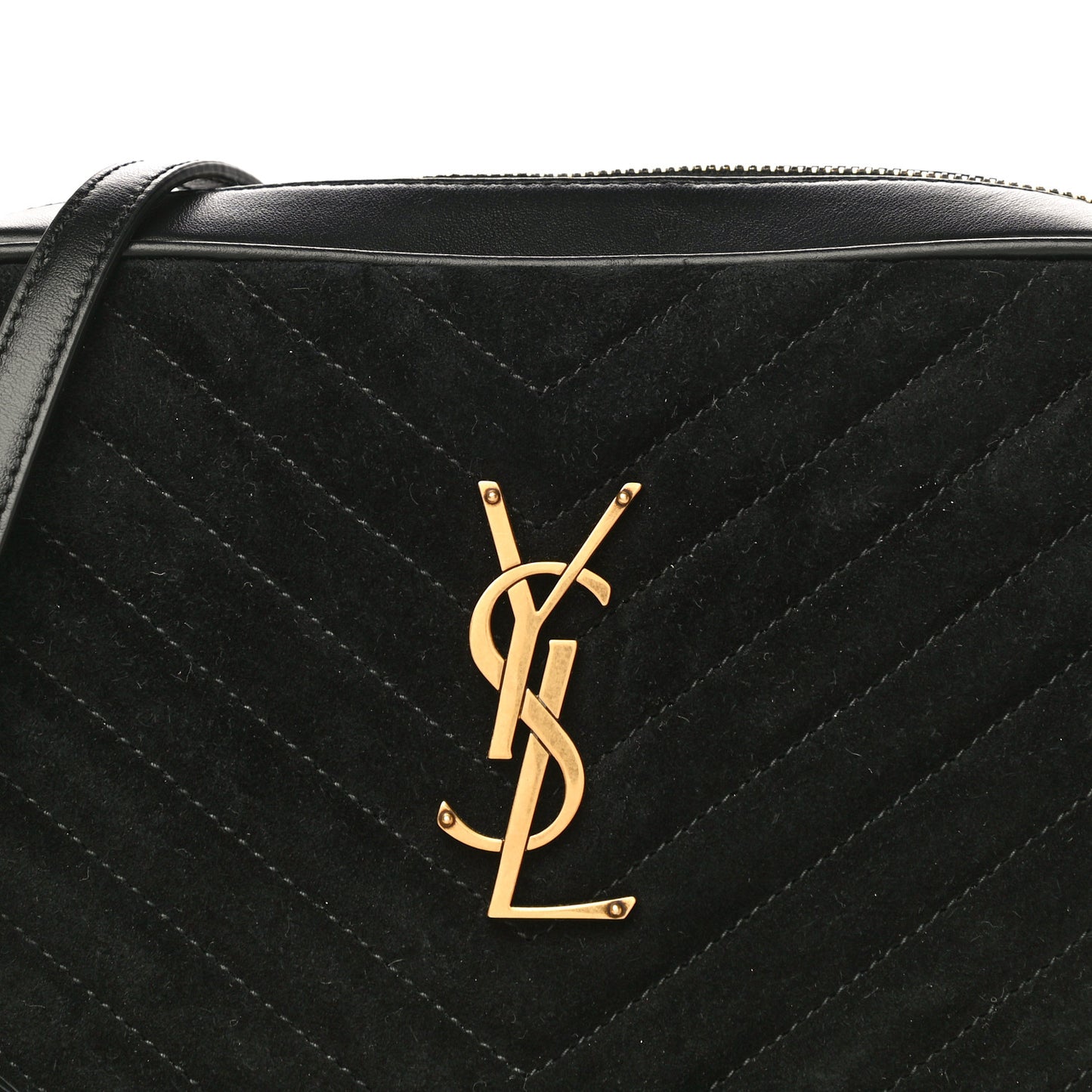 Suede Calfskin Monogram Lou Camera Bag Black