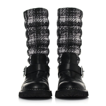 Chanel Calfskin Tweed Nylon Printed Boots 37 Black 2 of 7