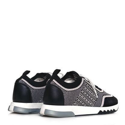 Hermes Knit Bi-Color Womens Addict Sneakers 39 Black White 4 of 17