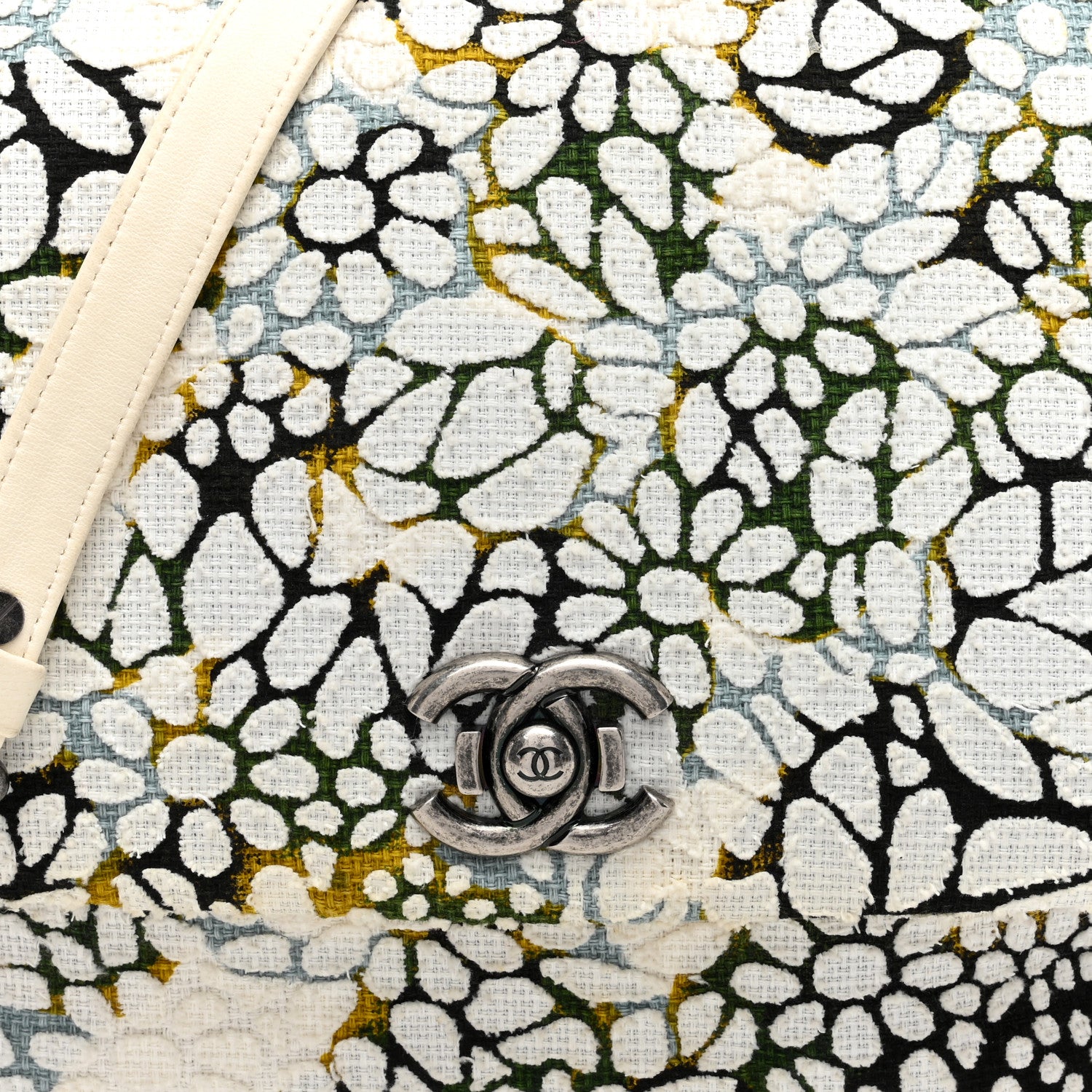 Chanel Tweed Quilted Floral Single Flap White 9 of 13