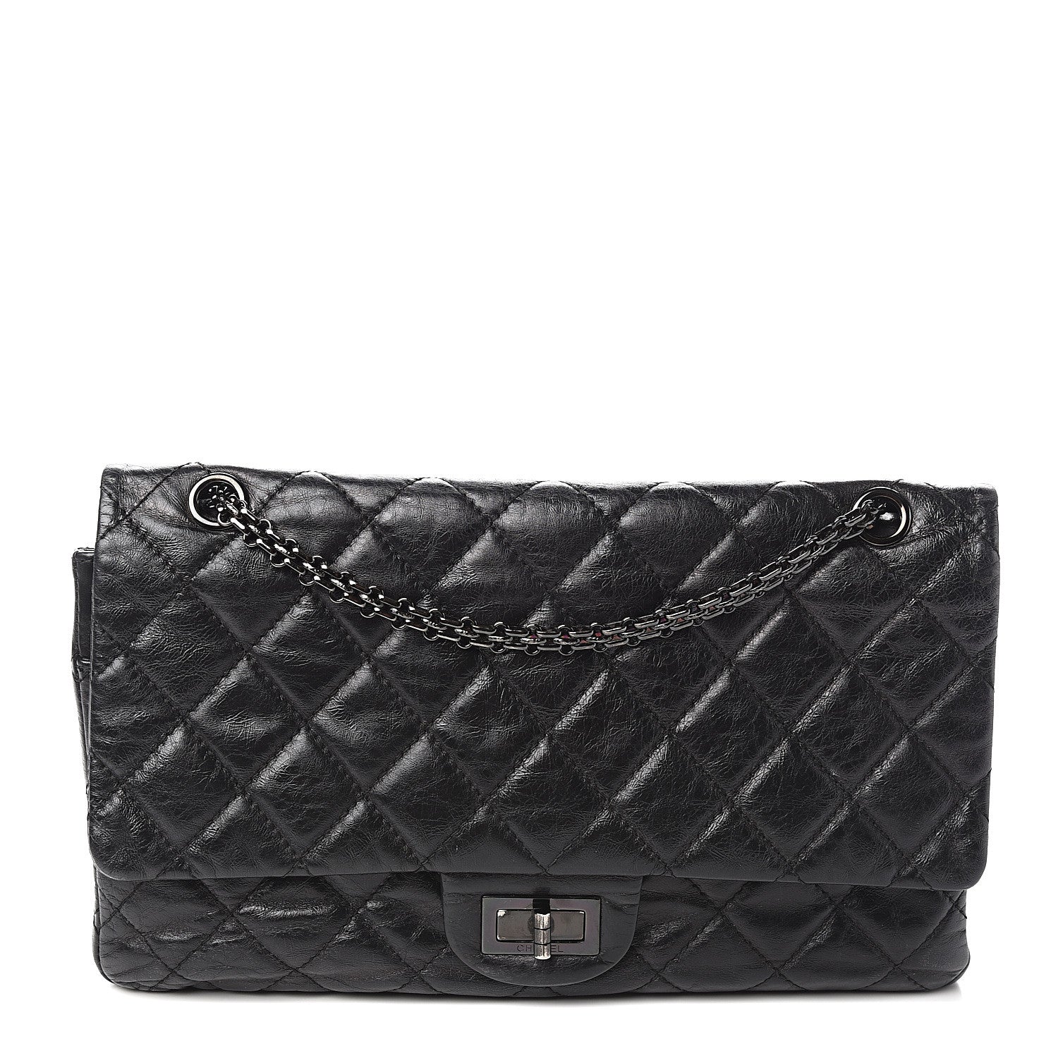 Chanel Glazed Aged Calfskin Quilted 2.55 Reissue 227 Flap Black 1 of 10