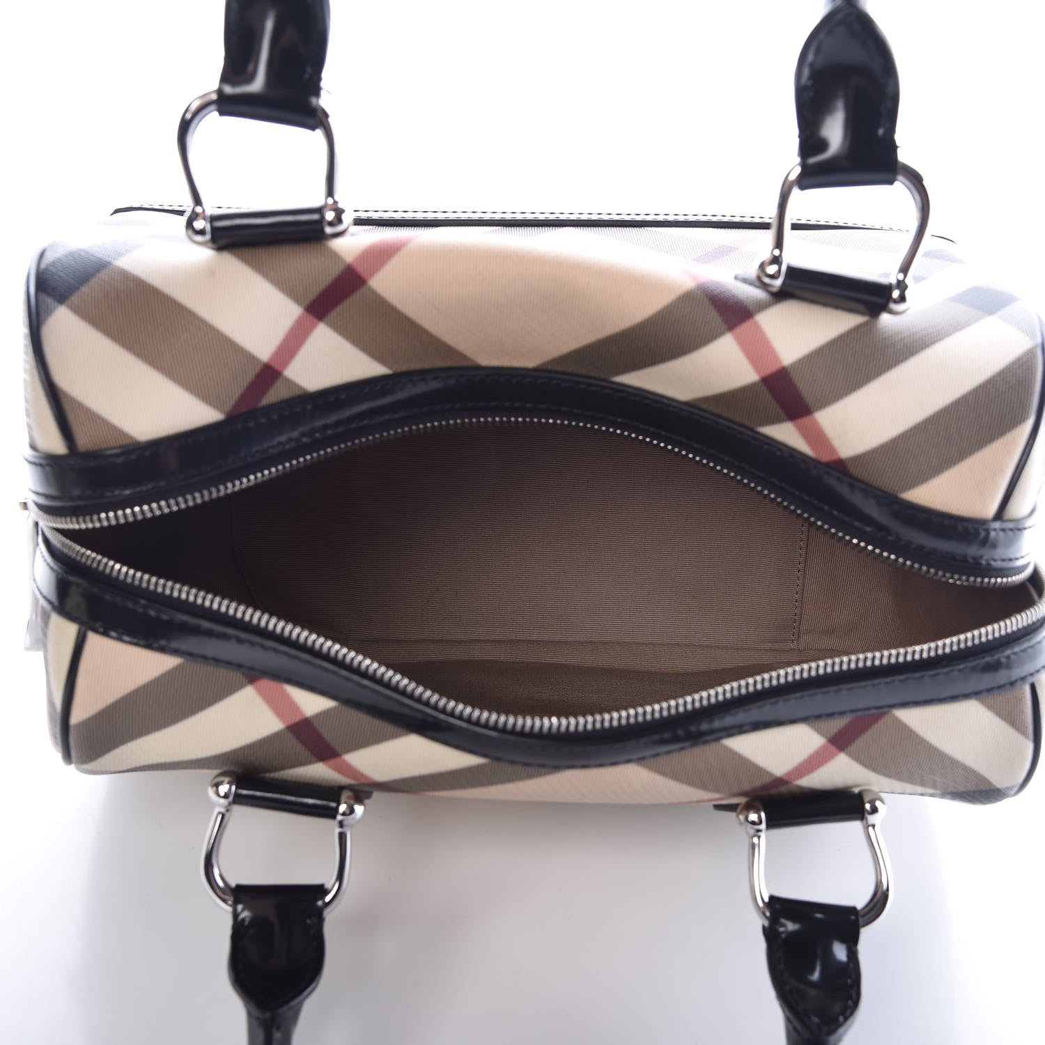 Burberry Supernova Check Patent Bowling Bag Black 357264